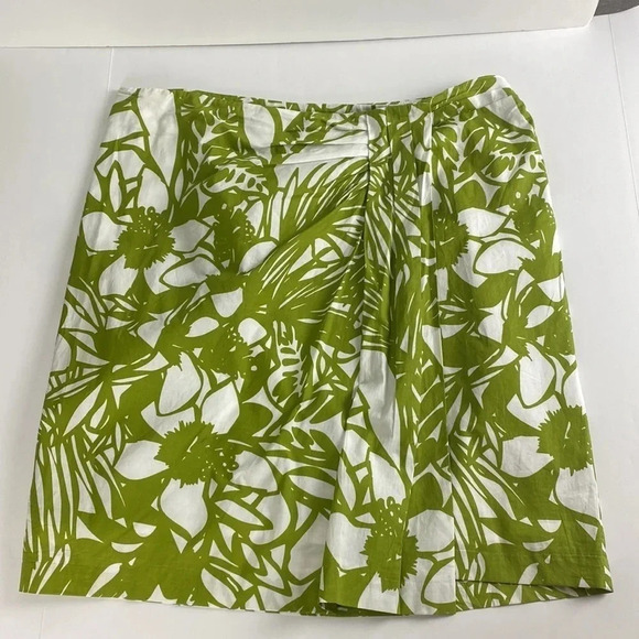 Leaf print maximalist  green white Lane Bryant pencil 100% cotton skirt 1X - Picture 1 of 11